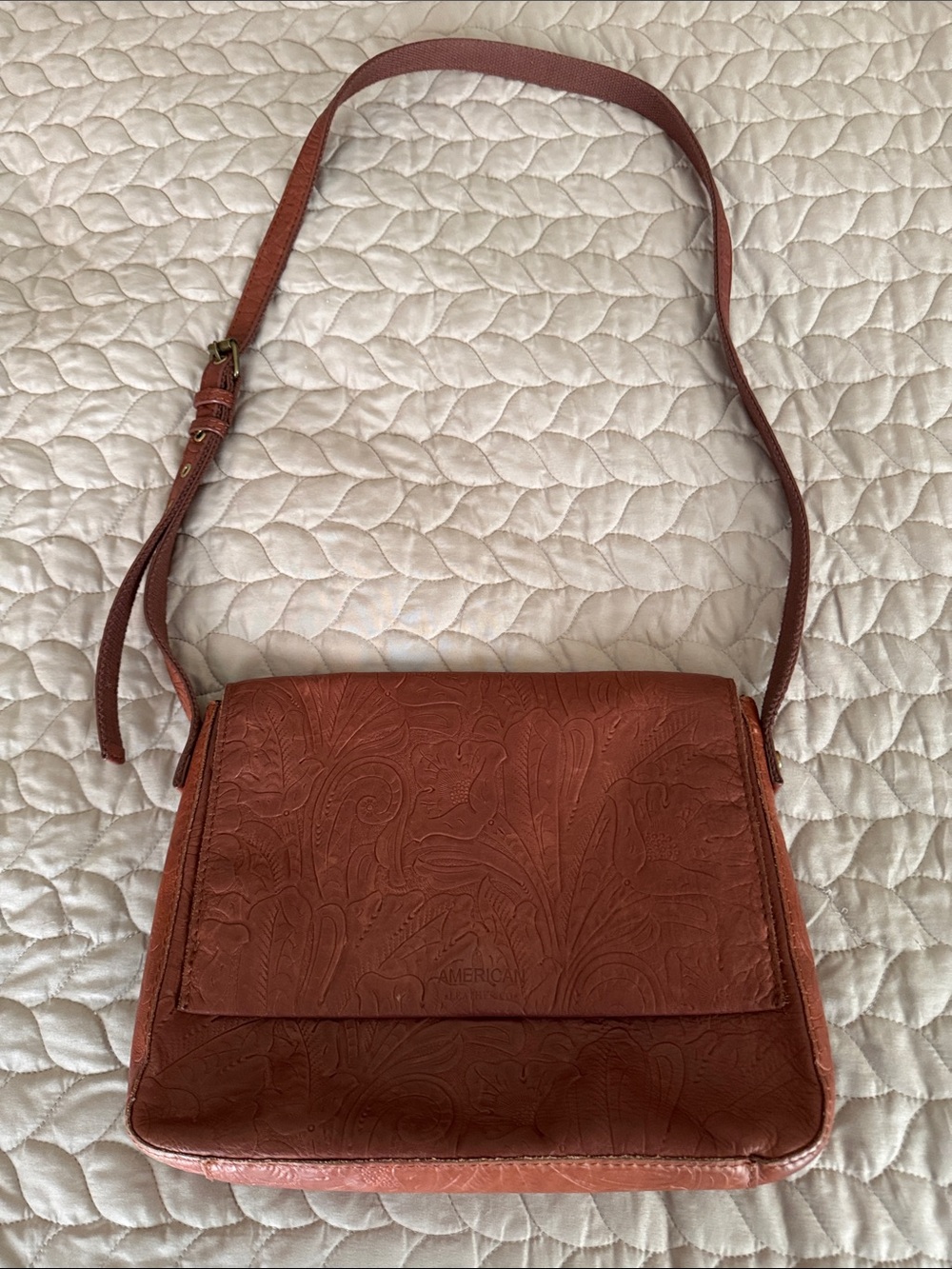 American West Rust Embossed Leather Crossbody Bag